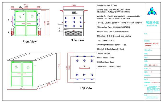 Apotheken-Luft-Duschen und Durchlauf Thrus für das Führen von Waren, doppel- Blatt-Pendeltüren 0
